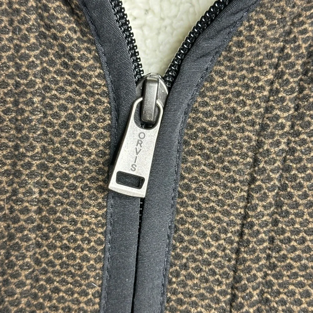 ORVIS Men's Brown Textured Sherpa Lined Quarter Zip Pullover Sweater XL EG - Picture 6 of 8
